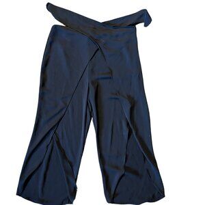 Women's Large Black Boho Mid-Rise Baggy Pants from the Zara Basic Collection.